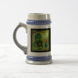 Caneca De Cerveja Um Dragão Bebê Verde Asiático com Fantasia de Olho