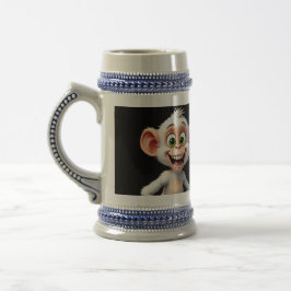 Caneca De Cerveja Um macaco branco sorridente