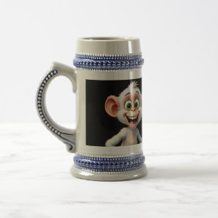 Caneca De Cerveja Um macaco branco sorridente