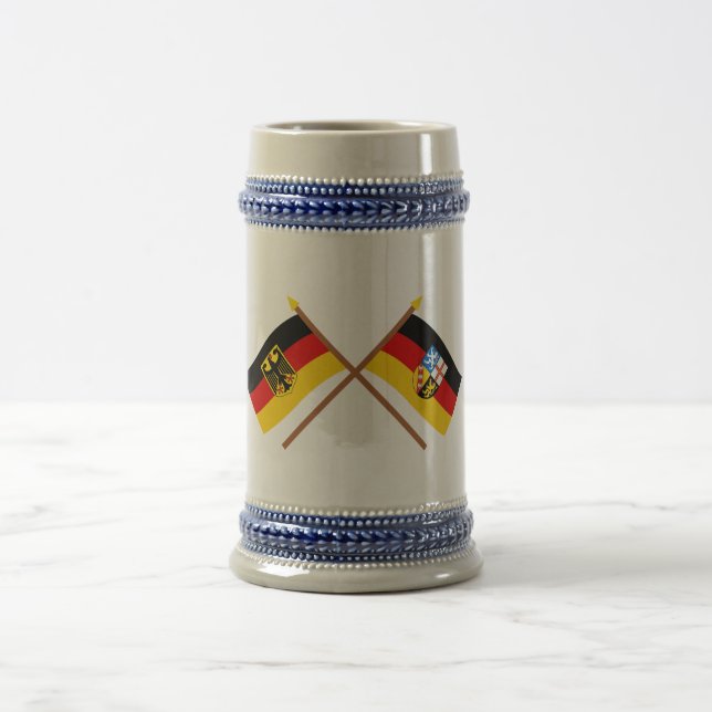 Caneca De Cerveja Und Saarland Flaggen da alemanha, gekreuzt (Centro)