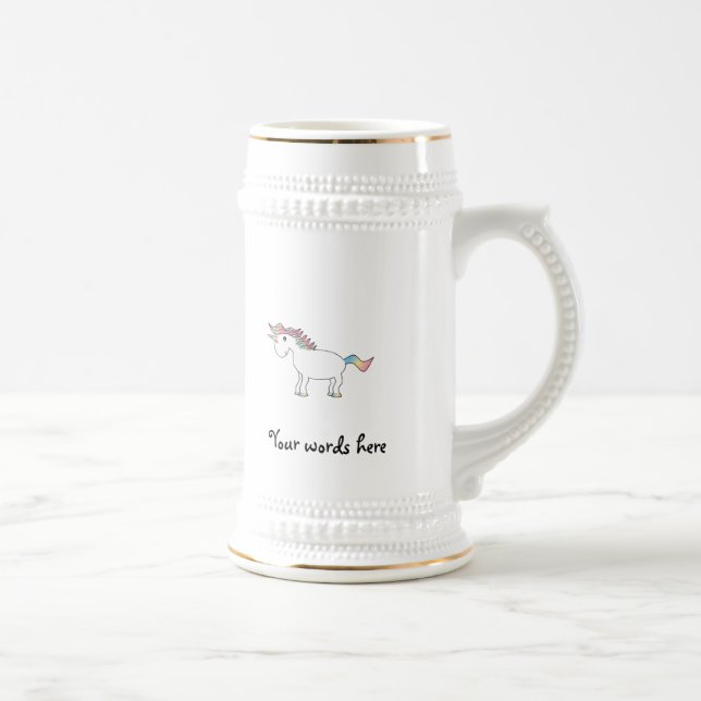 Caneca De Cerveja Unicórnio branco bonito do arco-íris (Direita)
