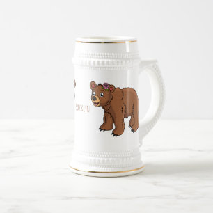 Caneca De Cerveja Urso bonito com ilustração de desenho animado de f