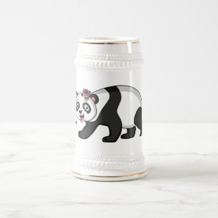 Caneca De Cerveja Urso panda bonito e feliz com desenho animado