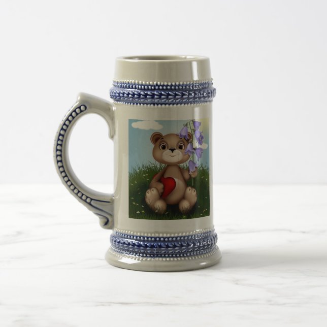 Caneca De Cerveja Urso Segurando Buquê Flor-30926 (Esquerda)