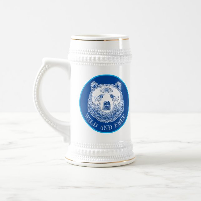 Caneca De Cerveja Urso, Selvagem E Gratuita, Ilustração Desenhada À  (Esquerda)