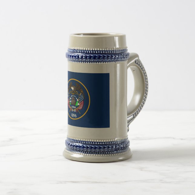Caneca De Cerveja Utah: A Bandeira dos EUA no Estado de Beehive, Ind (Frente Esquerda)