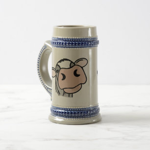 Caneca De Cerveja vaca de desenho animado preto branco rosa beijo ci