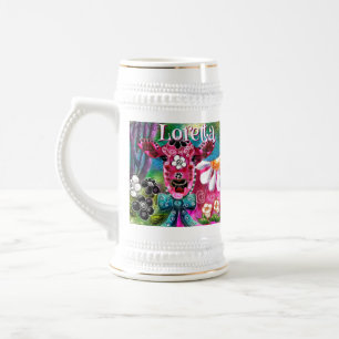 Caneca De Cerveja Vaca Floral Branca, Cor-de-Rosa, Preta, Personaliz
