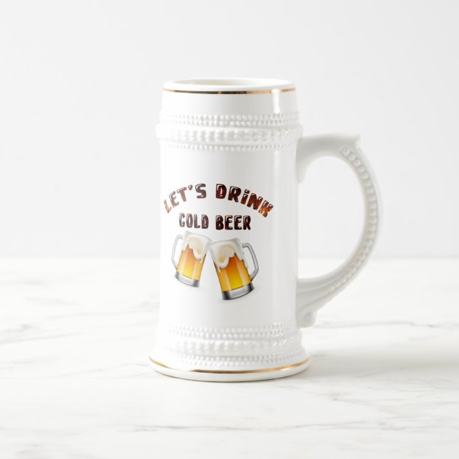 Caneca De Cerveja vamos de cerveja ouro (Direita)