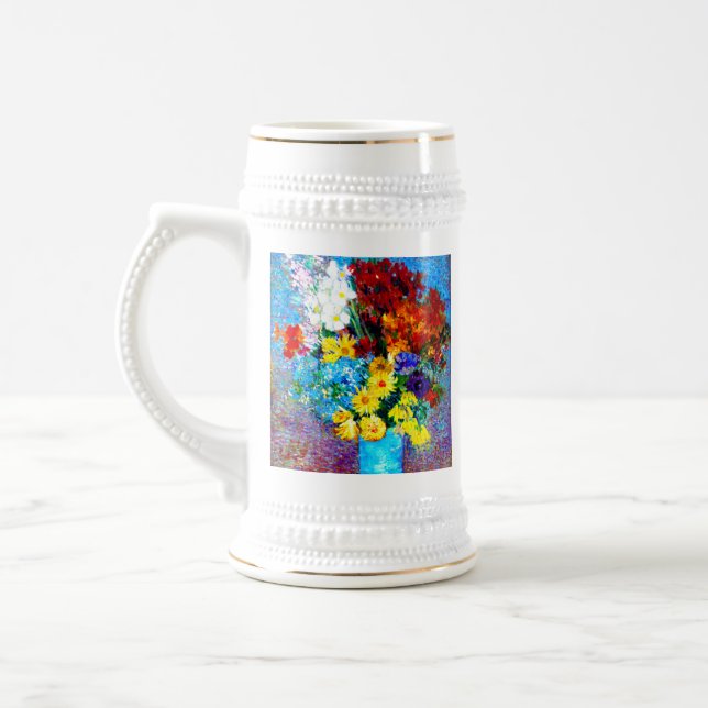 Caneca De Cerveja Van Gogh Flores num Vaso Azul (Esquerda)