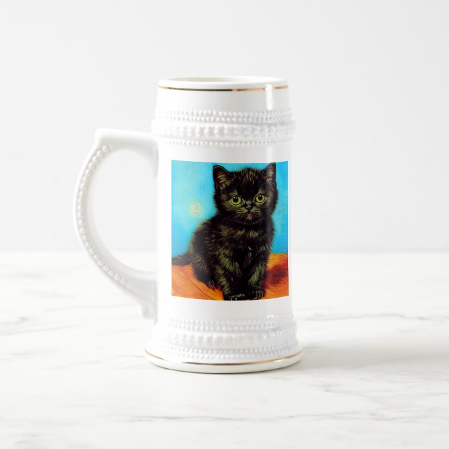 Caneca De Cerveja Van Gogh Style Pouting Kitten (Esquerda)