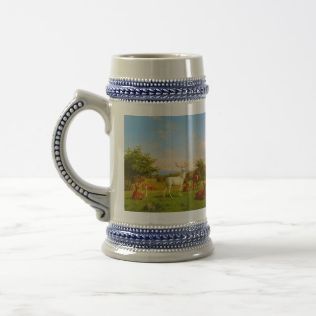 Caneca De Cerveja Veado Branco Em Campo Aberto Natureza Selvagem (Esquerda)