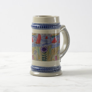 Caneca De Cerveja Velas Vermelhas e Flores