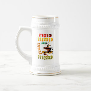 Caneca De Cerveja Vestido Abençoado E Café Obcecado