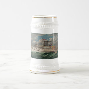 Caneca De Cerveja Viagem de NY Grande Barco a Vapor de Roda de Pá O