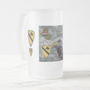 Caneca De Cerveja Vidro Jateado 1ª Divisão de Cavalaria – Veterano do Iraque