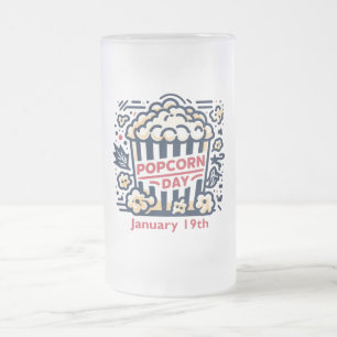 Caneca De Cerveja Vidro Jateado 19 de janeiro - Dia da pipoca