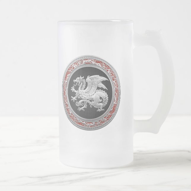Caneca De Cerveja Vidro Jateado [200] Dragão islandês, Landvæ ttir [Prata] (Direita)