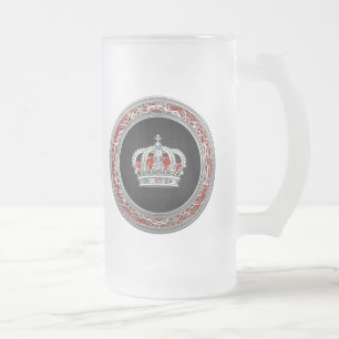 Caneca De Cerveja Vidro Jateado [200] Príncipe-Princesa Rei-Rainha Coroa [Prata]
