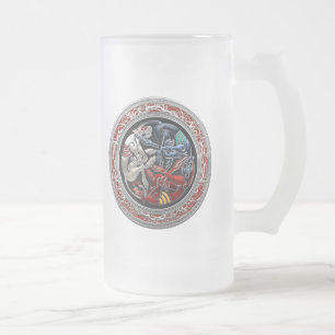 Caneca De Cerveja Vidro Jateado [200] Tesouros Celtas - Três Cães em Prata