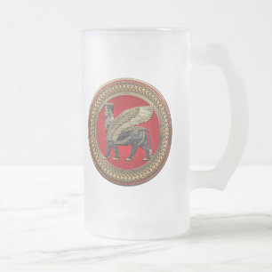 Caneca De Cerveja Vidro Jateado [200] Touro Assírio: Dourado e negro Lamaçu