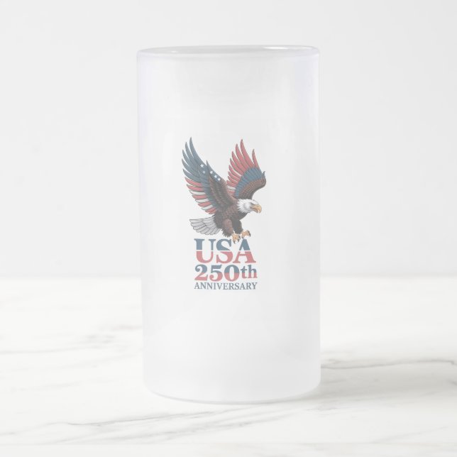 Caneca De Cerveja Vidro Jateado 250º Aniversário dos EUA (Centro)