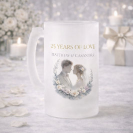 Caneca De Cerveja Vidro Jateado 25th Wedding Anniversary Heirloom Celebration