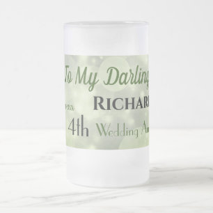 Caneca De Cerveja Vidro Jateado 4º aniversário de casamento Espelho de Fosco