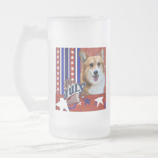 Caneca De Cerveja Vidro Jateado 4 de julho foguete - Corgi - Owen