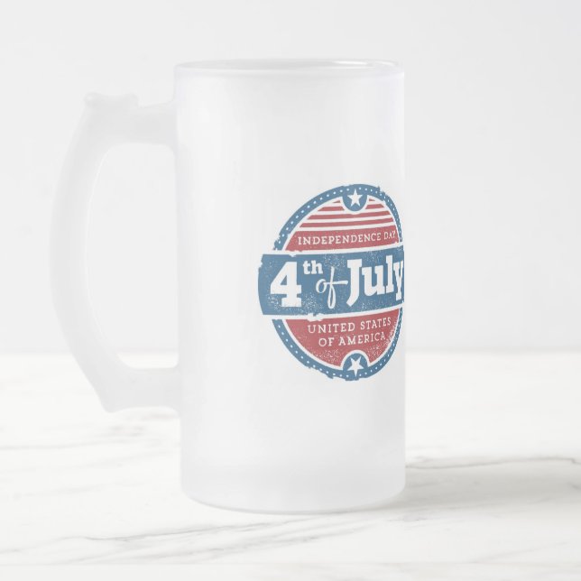 Caneca De Cerveja Vidro Jateado 4th of july independence day (Esquerda)