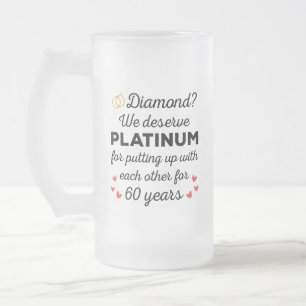 Caneca De Cerveja Vidro Jateado 60º Aniversário de Casamento I - Casal Engraçado D