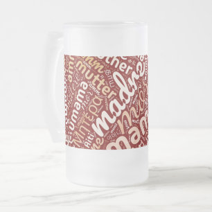 Caneca De Cerveja Vidro Jateado 60 palavras para "Mãe" em diferentes línguas