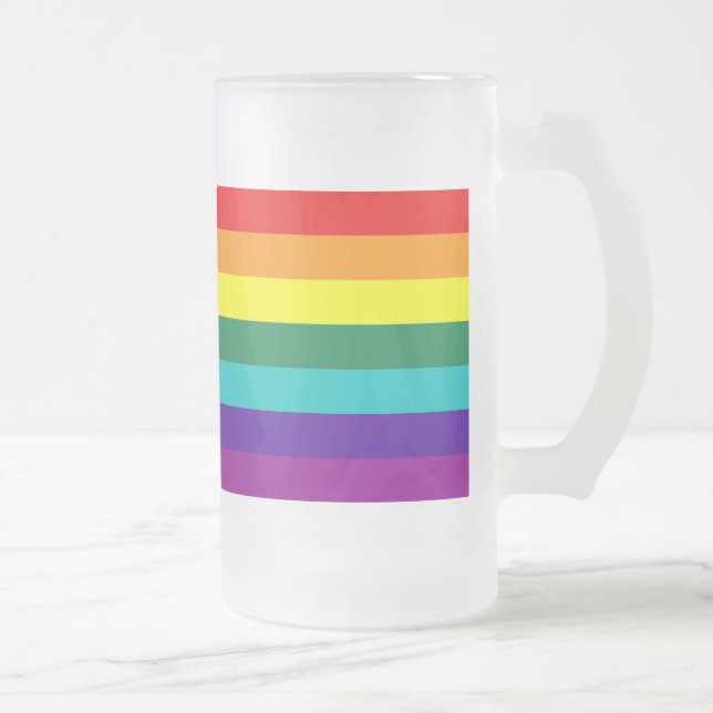 Caneca De Cerveja Vidro Jateado 7 Bandeira do Rainbow (Direita)