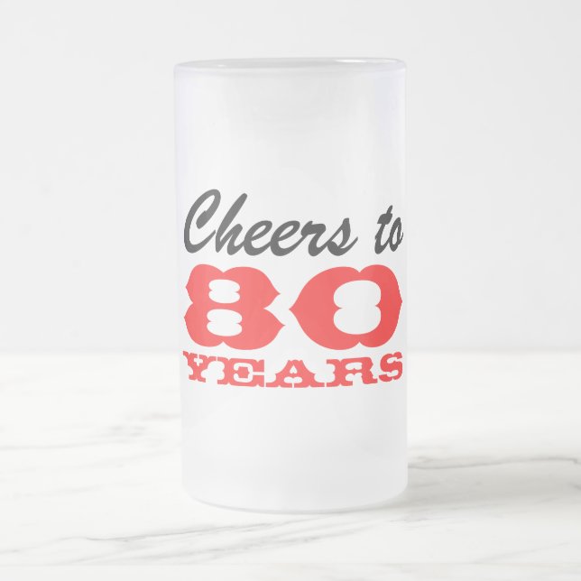 Caneca De Cerveja Vidro Jateado 80 Birthday Beer Glass | Mug presente para homens (Centro)