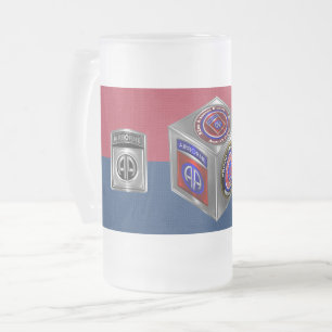 Caneca De Cerveja Vidro Jateado 82ª Divisão de Cores de Aço