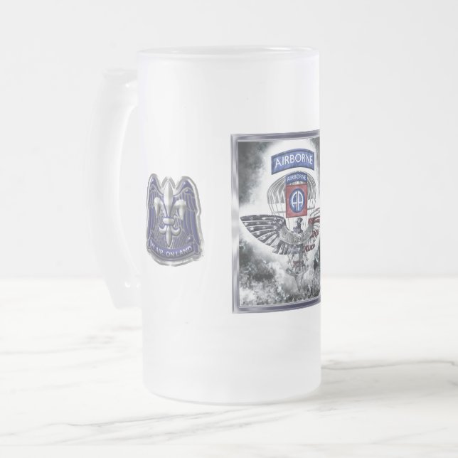 Caneca De Cerveja Vidro Jateado 82.a Divisão Aerotransportada Design explosiva (Frente Esquerda)