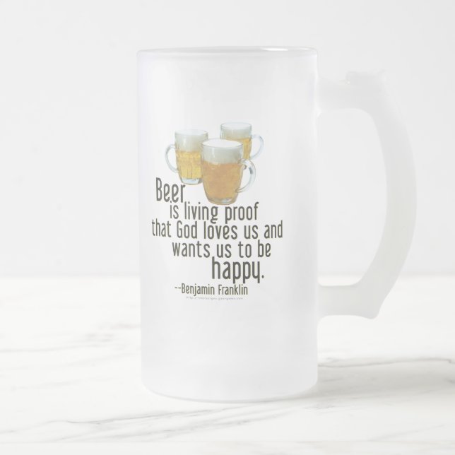 Caneca De Cerveja Vidro Jateado A cerveja é prova (Franklin) (Direita)