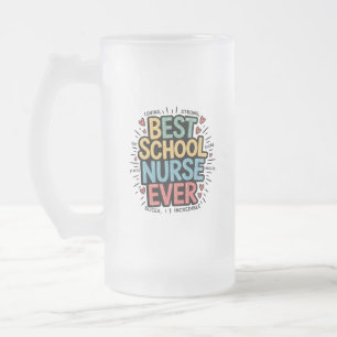 Caneca De Cerveja Vidro Jateado A Melhor Enfermeira Escolar De Todos Os tempos