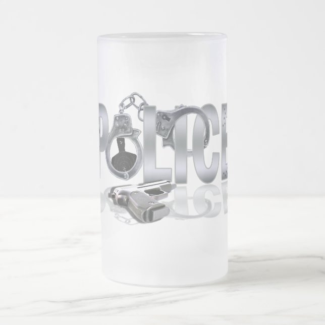Caneca De Cerveja Vidro Jateado A POLÍCIA agride o design (Centro)