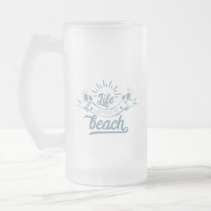 Caneca De Cerveja Vidro Jateado A Vida é Melhor na Praia