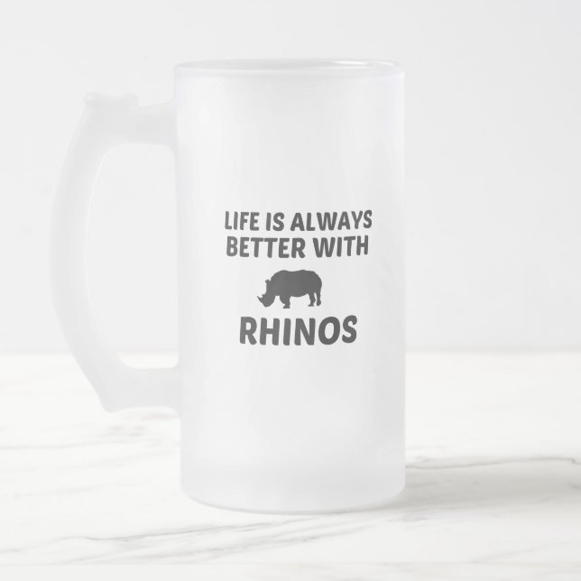 CANECA DE CERVEJA VIDRO JATEADO A VIDA RHINO É MELHOR (Esquerda)