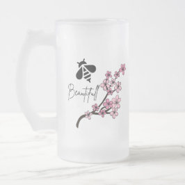 Caneca De Cerveja Vidro Jateado abelha bela
