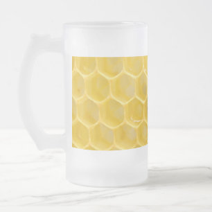 Caneca De Cerveja Vidro Jateado abelha e favo de mel