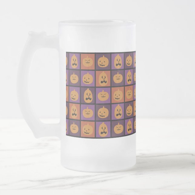 Caneca De Cerveja Vidro Jateado Abóboras de Halloween (Esquerda)