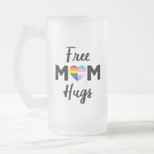 Caneca De Cerveja Vidro Jateado Abraços de Mãe Gratuitos II - Orgulho Gay Trans Ar