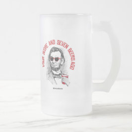 Caneca De Cerveja Vidro Jateado Abraham Lincoln - quatro contagens e sete cervejas