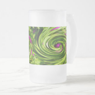Caneca De Cerveja Vidro Jateado Abstrato Allium Copo De Vidro