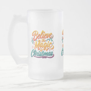 Caneca De Cerveja Vidro Jateado Acredite na Mágica do Vidro do Fosco de Natal