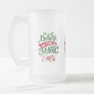 Caneca De Cerveja Vidro Jateado Acredite na Tipografia de Natal Mágica