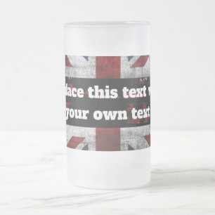 Caneca De Cerveja Vidro Jateado Add text on English flag Throw Pillow